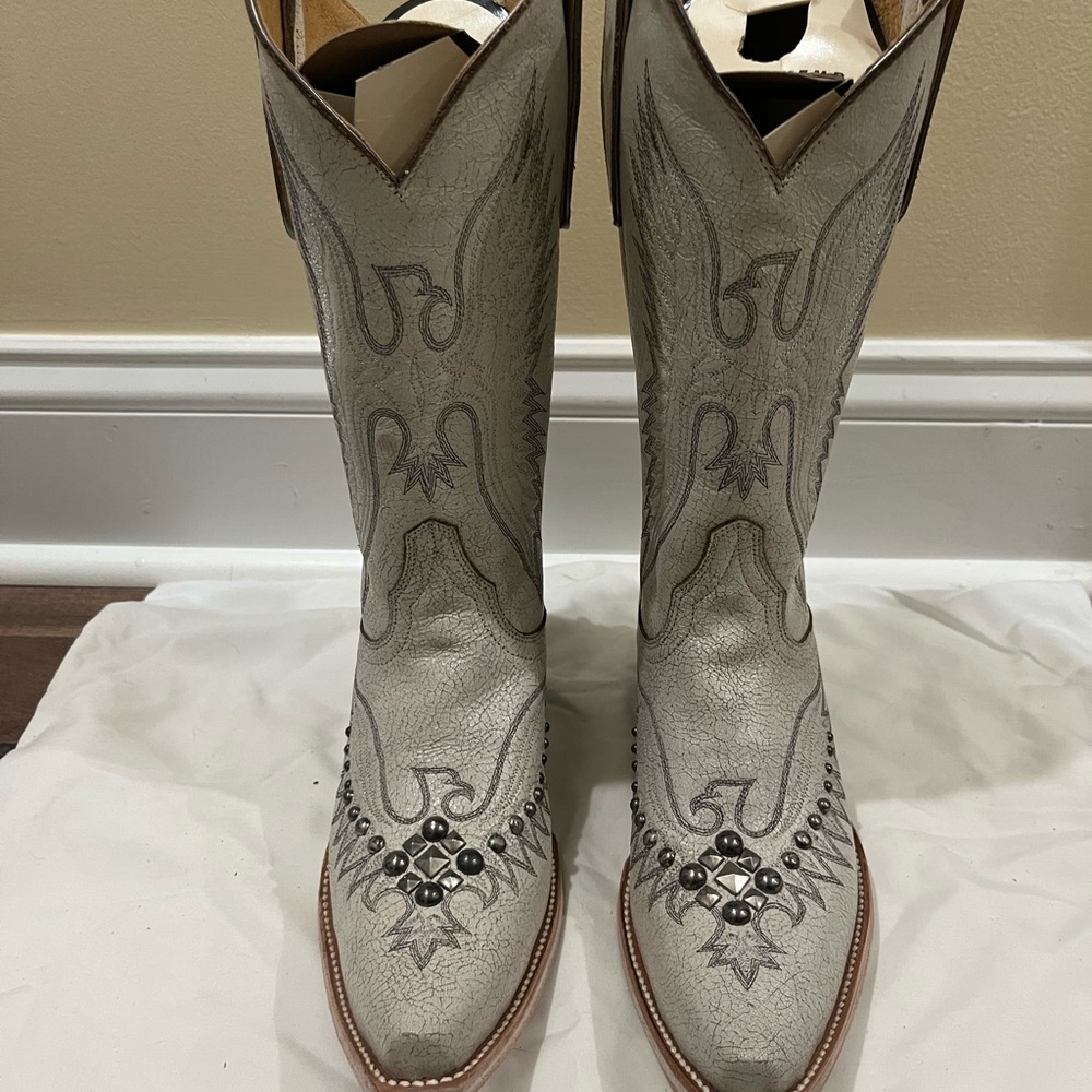 Gray Embellished Heeled Boots
